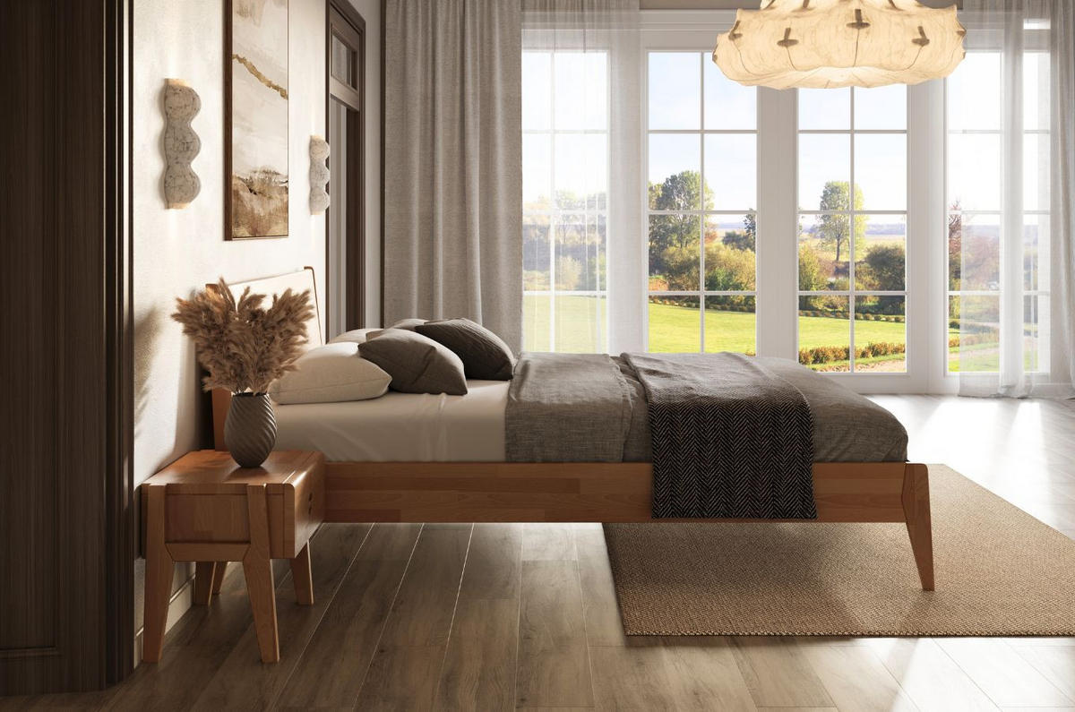 MASSIVHOLZBETT Radom 140/200 in Naturfarben, Buche-lackiert - Buchefarben, Holz/Buchenholz (140/200cm) - Visby