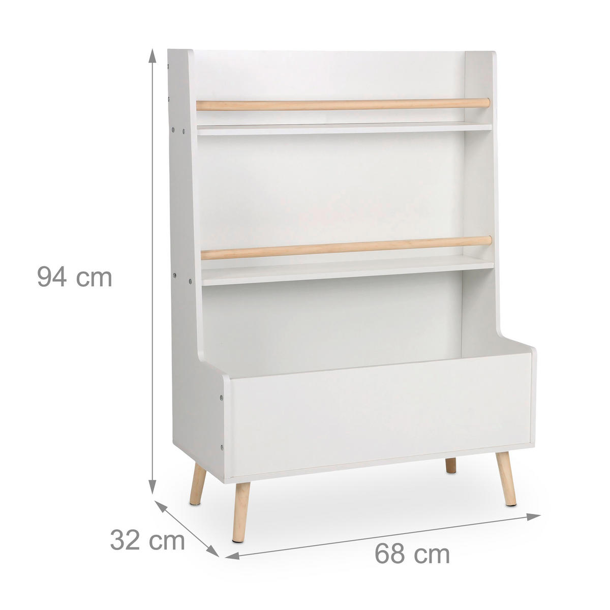 KINDERREGAL - Weiß, Holz/Holzwerkstoff (68/94/32cm) - Relaxdays