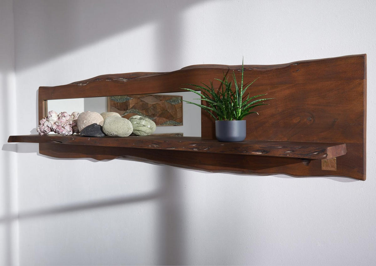WANDREGAL Akazie 191x22x38 braun lackiert PURE ACACIA #204 - Braun, Holz (191/38/22cm) - Massivmoebel24