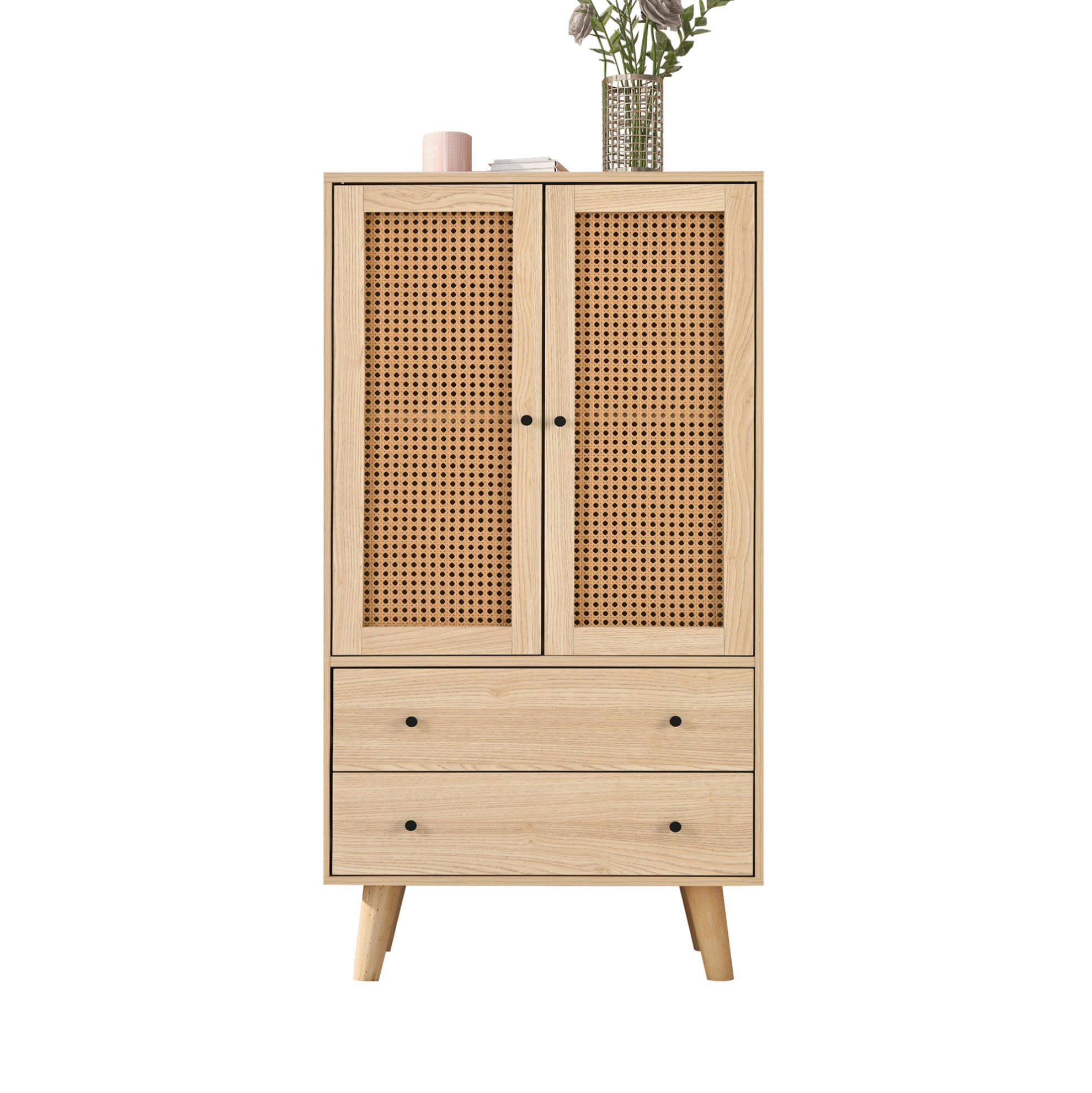 OKWISH BOČNÍ skříň 60/120/40 cm dub z dřevotřísky se 2 dvířky a 2 zásuvkami