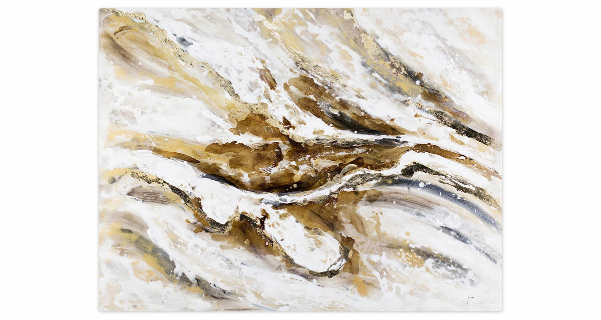 ACRYLBILD HANDGEMALT 100/75 cm - Weiß/Braun, Holz/Textil (2.12/75cm) - KUNSTLOFT