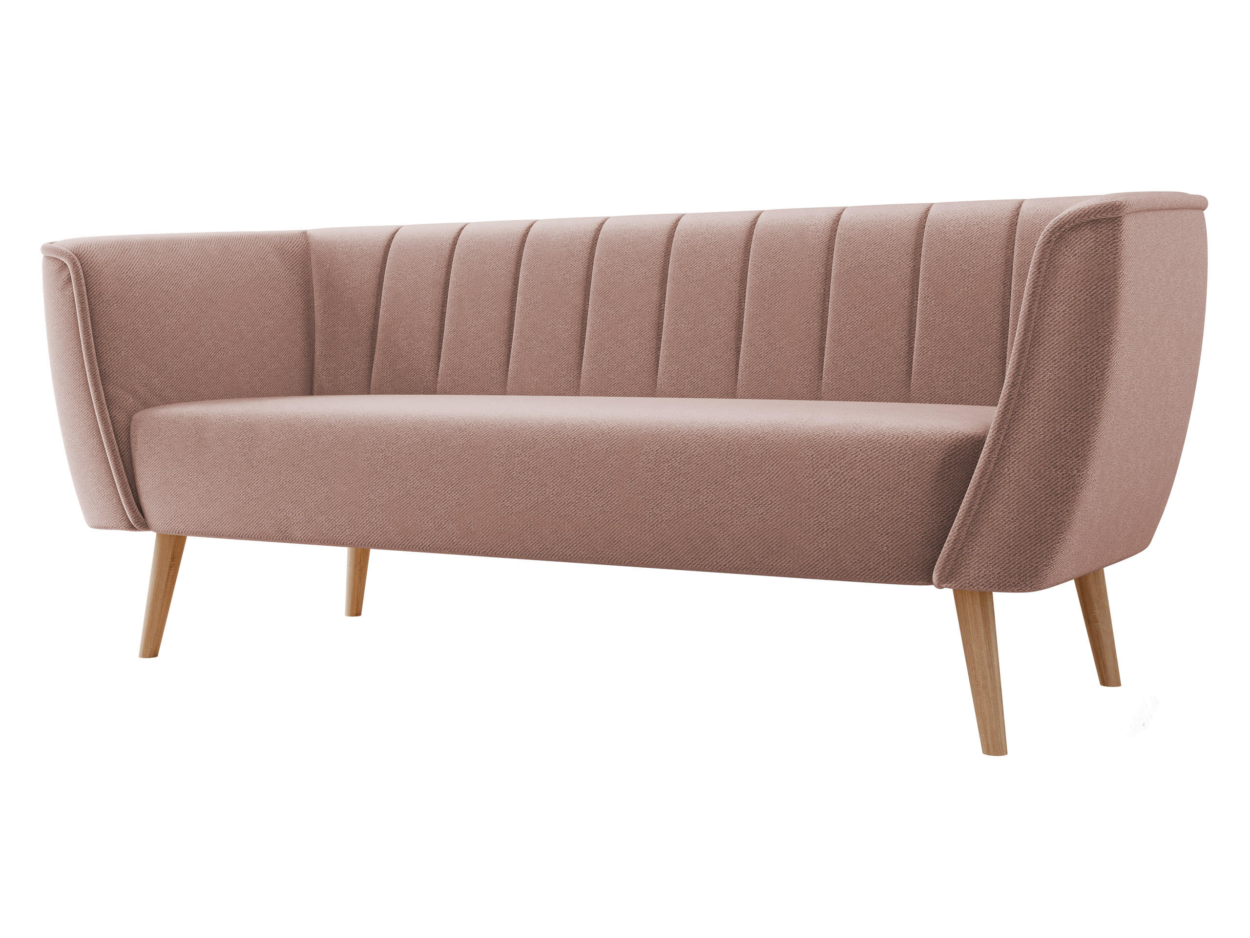 SOFA Pas 3 - Naturfarben/Rosa, Holz/Textil (182/75/74cm) - MIRJAN24
