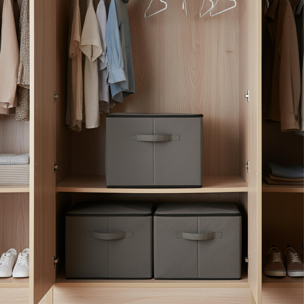 3XÚLOŽNÉ boxy - antracitová, textil - Relaxdays