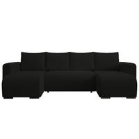 WOHNLANDSCHAFT DORA U mit Bettkasten und Schlaffunktion, U-Form, bequem - Schwarz, Textil (305/85/140cm) - Storez24