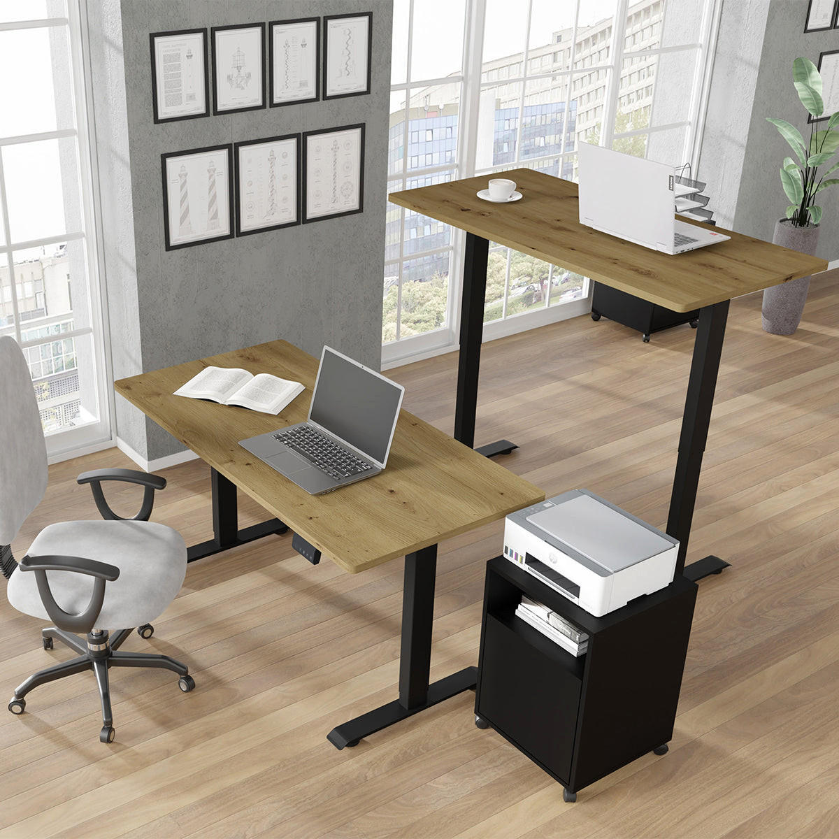 SCHREIBTISCH Ergo Holz und Schwarz - Schwarz/Braun, Holzwerkstoff (70/140/73cm) - Petits-meubles