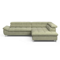 ECKSOFA mit Schlaffunktion und verstellbare Kopflehnen - Silberfarben/Grün, Textil/Metall (234/312cm) - Cotta