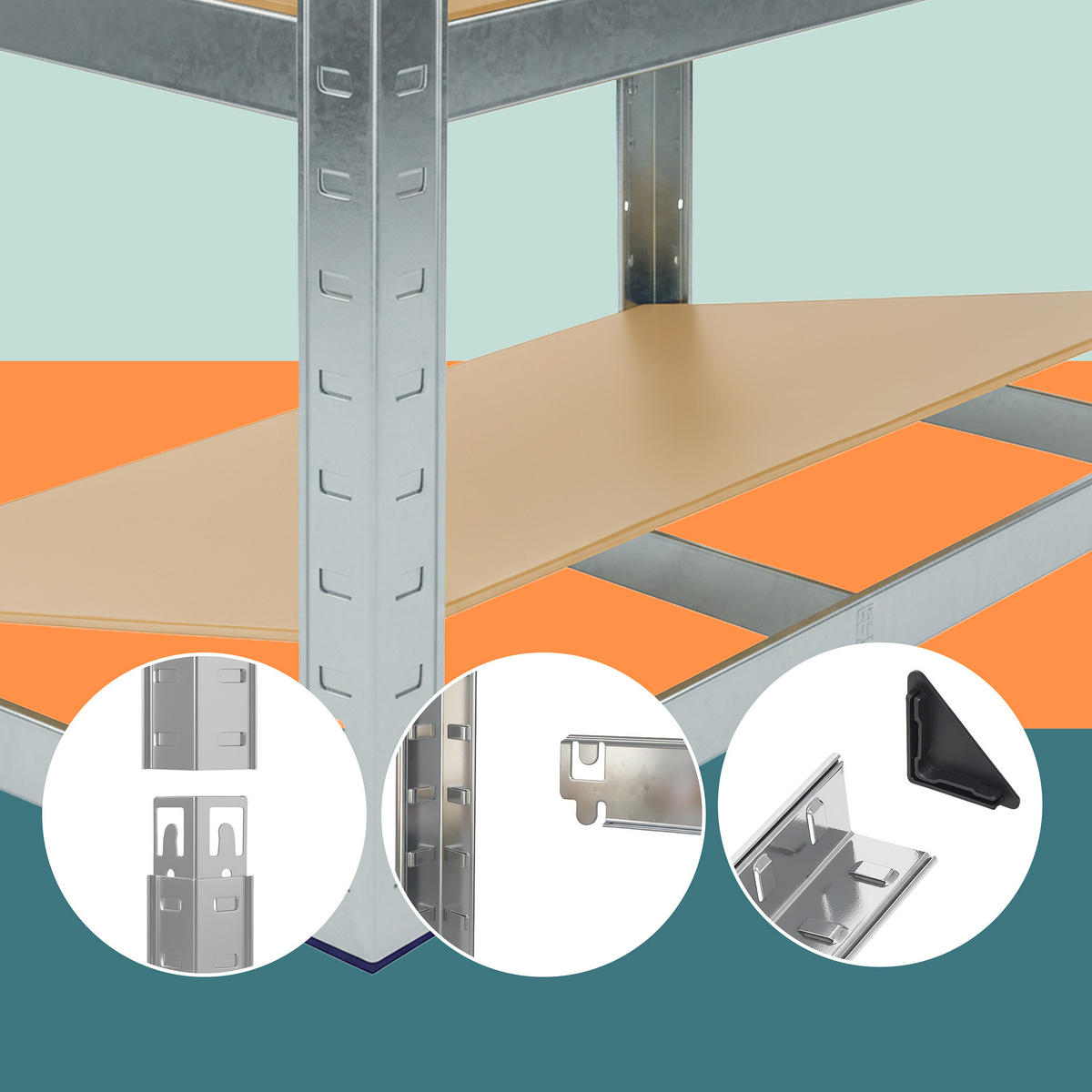 SCHWERLASTREGAL - Multicolor, Holzwerkstoff/Kunststoff (60/180/30cm) - Relaxdays