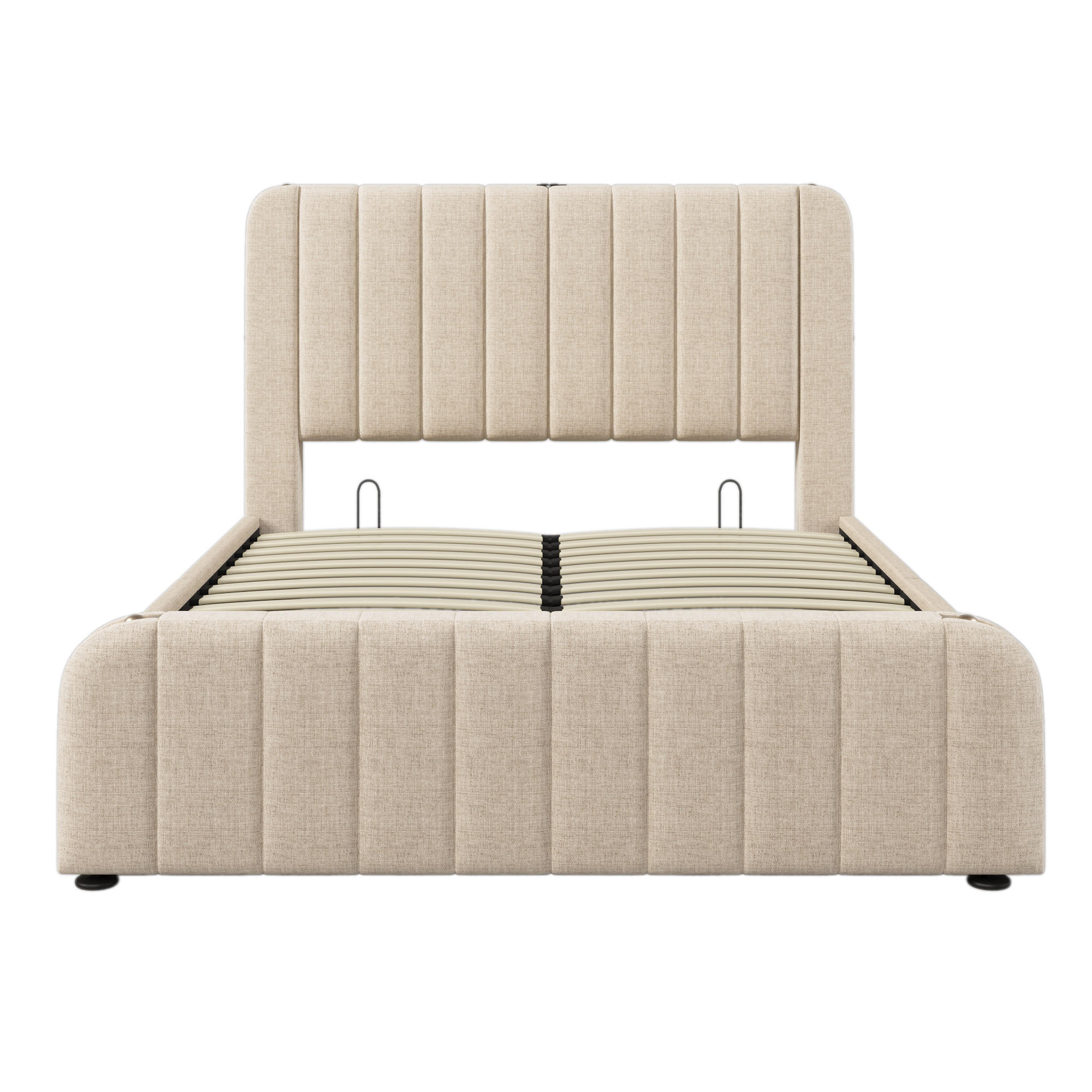 POLSTERBETT 140/200 cm Beige mit USB Typ-C Ladefunktion - Beige, Textil (140/200cm) - Oxeza