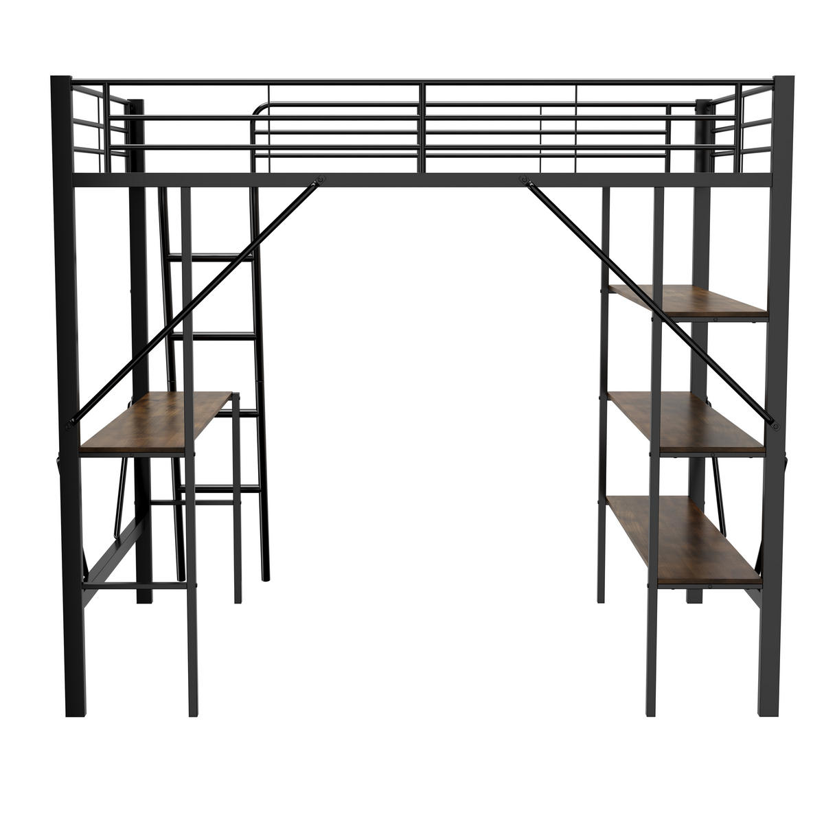 HOCHBETT Schwarz 204,5/149/180,5 cm - Schwarz, Holzwerkstoff/Metall - Urban Meuble