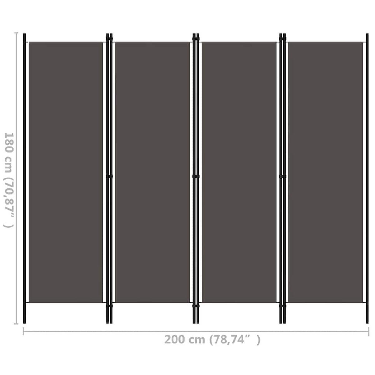RAUMTEILER 4-teilig Anthrazit 200/180 Cm - Anthrazit, Textil (200/180/200cm) - vidaXL