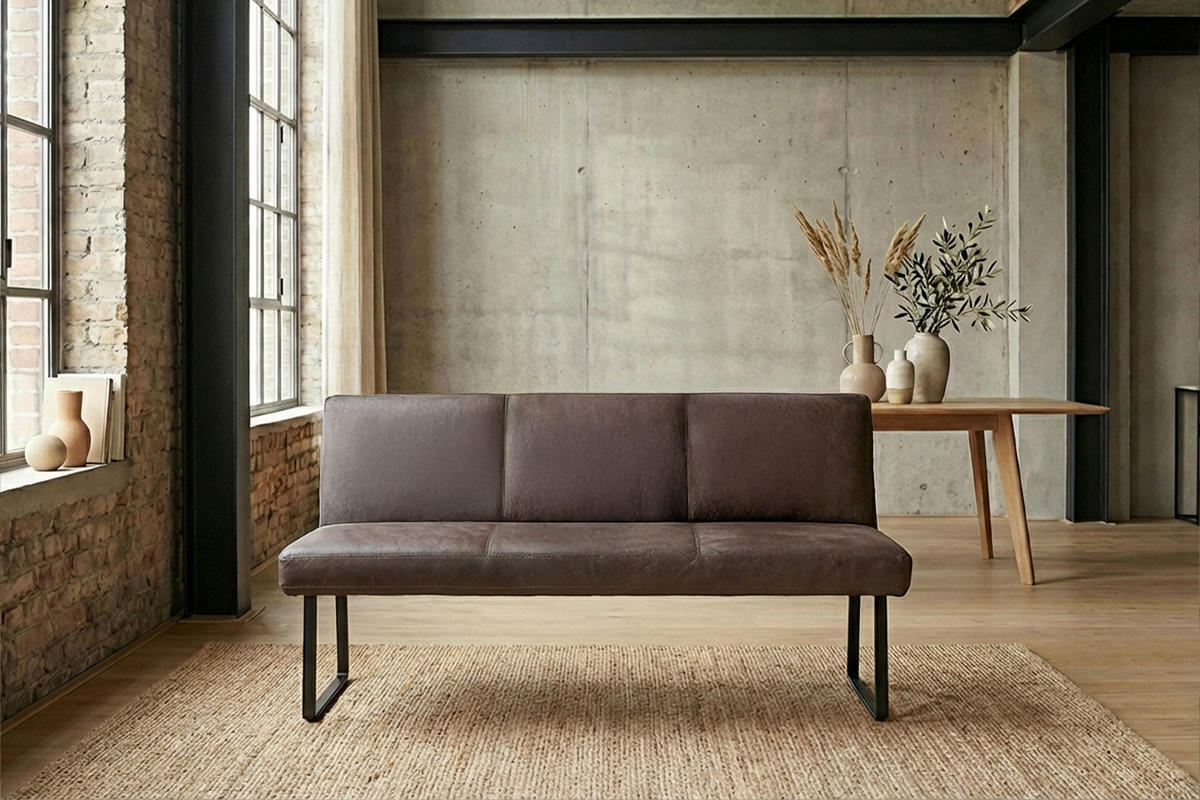 ESSZIMMERBANK ELEEN Dunkelbraun Leder - Dunkelbraun, Leder (123/85/69cm) - KAWOLA