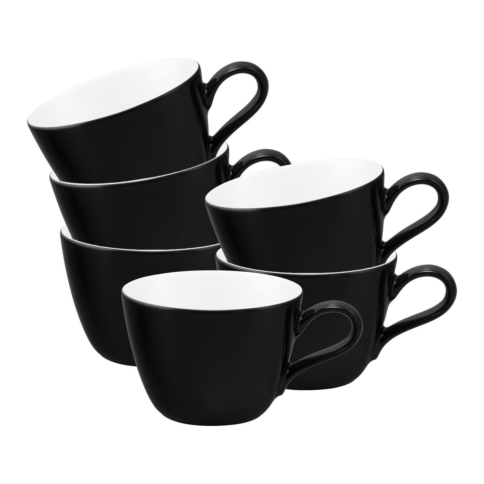 KAFFEETASSEN Life Fashion Glamorous Black 240 ml 6er Set - Schwarz, Keramik (0.24L) - Seltmann Weiden