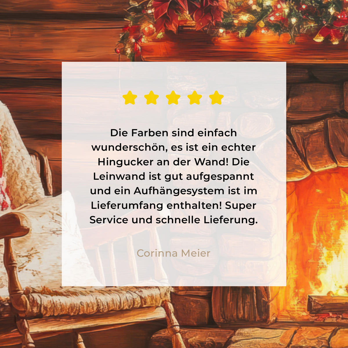 LEINWANDBILD Winter - Weihnachten - Zuhause - Kamin 30x40 cm - Bernsteinfarben, Textil (30/40cm) - MuchoWow