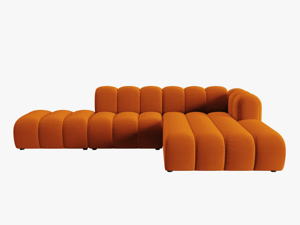 ECKSOFA modular rechts Lupine aus Samt terrakotta 5 Sitzplätze - Terra cotta, Textil (177/299cm) - Micadoni