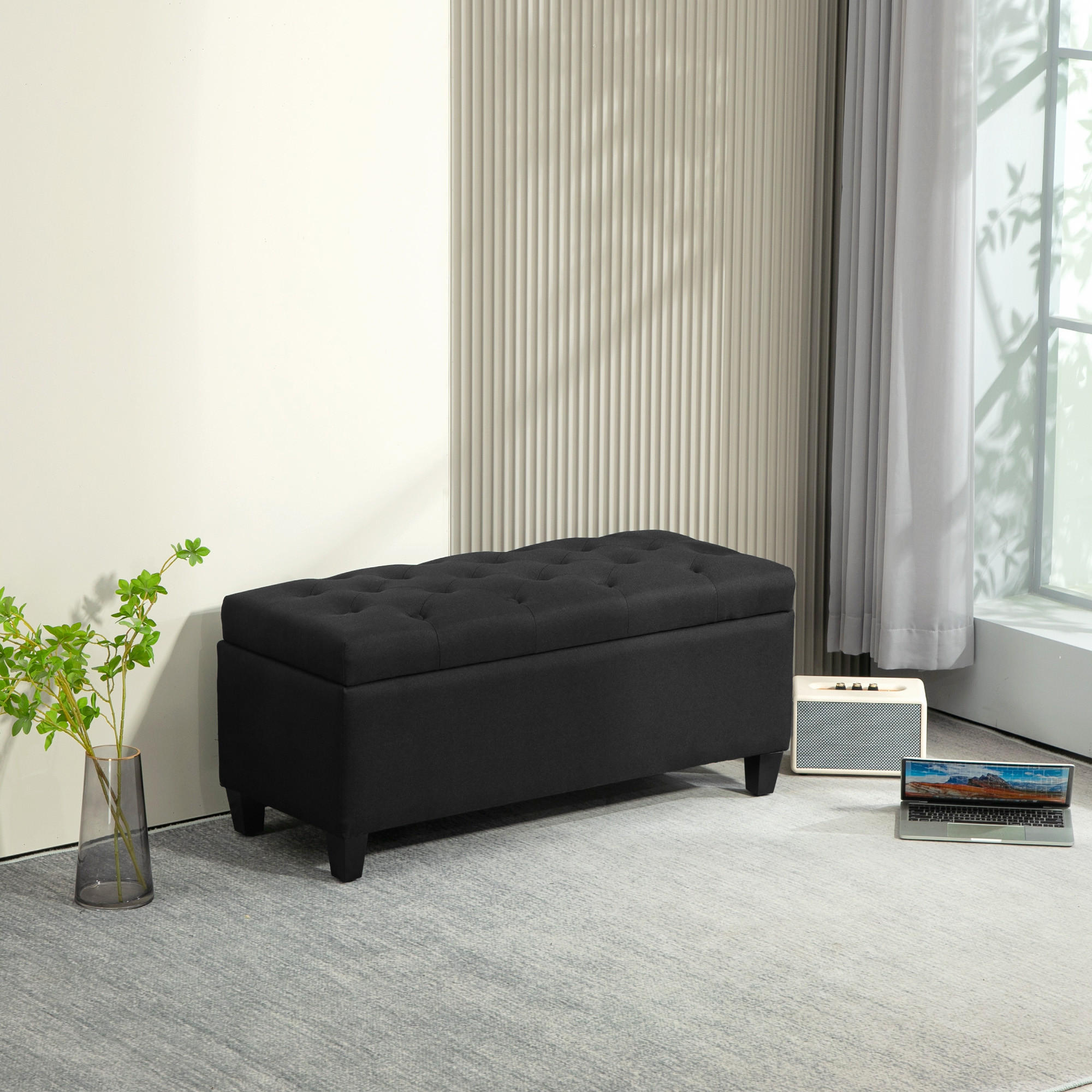 SITZBANK Polsterbank - Schwarz, Kunststoff (40/44/100cm) - HOMCOM
