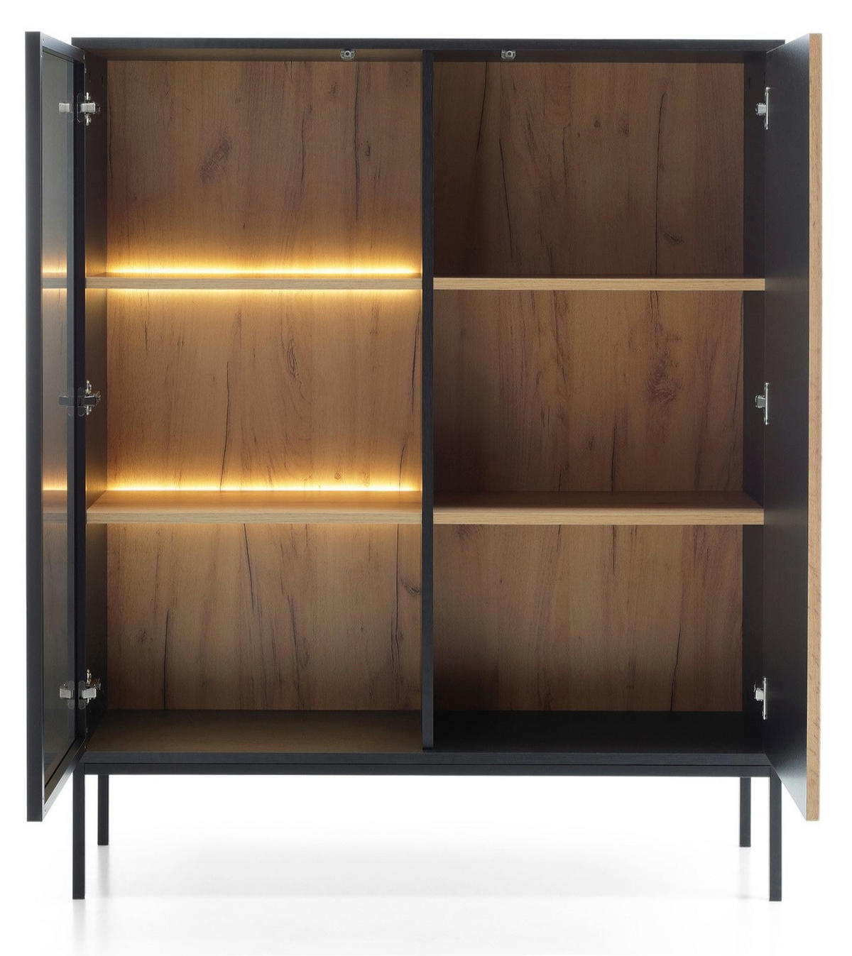 VITRINENSCHRANK 100 cm Haller, Led, Lamellen, Braun - Braun, Holz (104/126/39cm) - Emporius