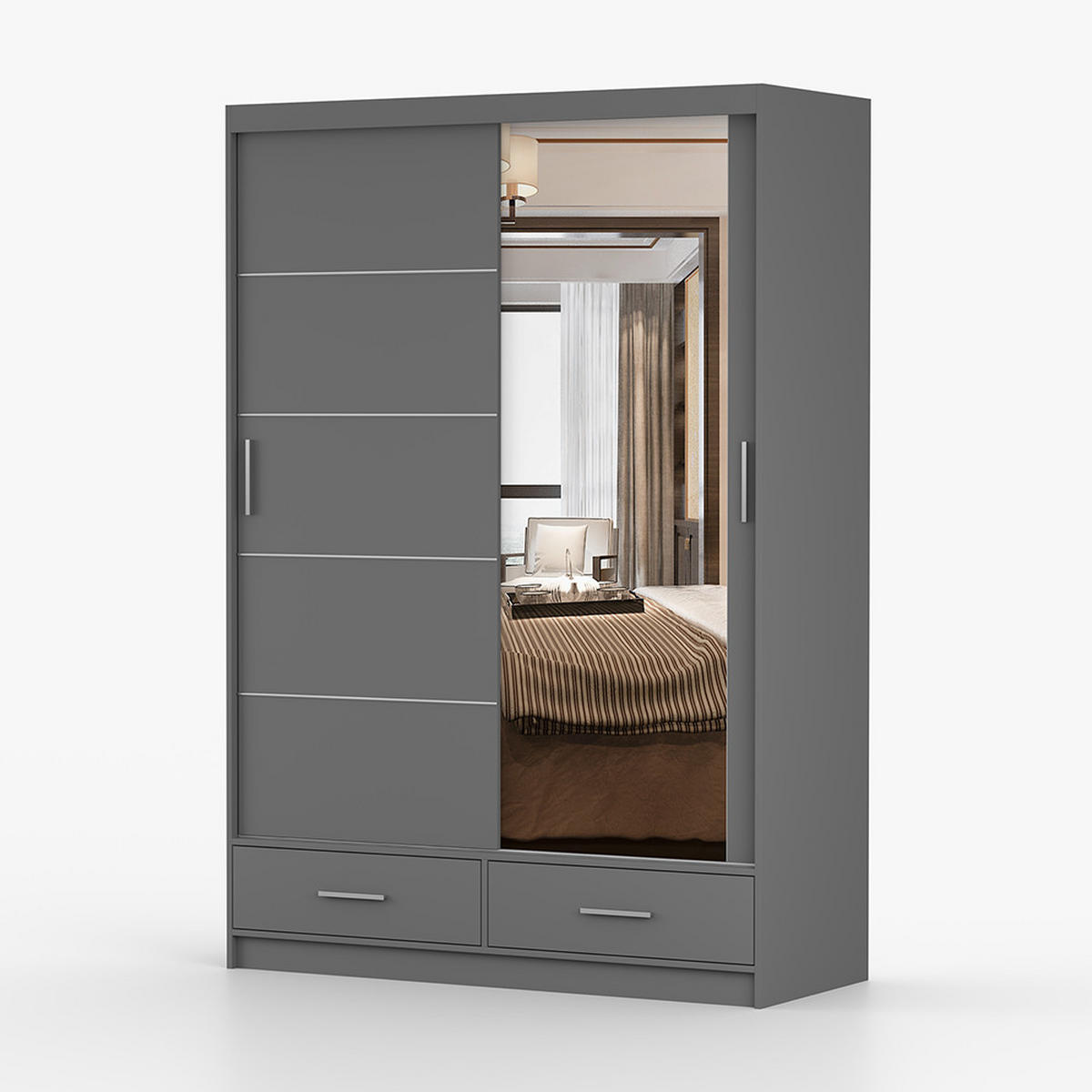 KLEIDERSCHRANK Florence 150 cm, 150/218/61, 2-türig, grau - Grau, Holzwerkstoff (150/218/61cm) - imoebel24