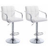BARHOCKER 2er Set Lederlook Weiß - Chromfarben/Weiß, Textil/Metall (54/91/46cm) - CLP