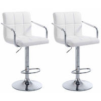 BARHOCKER 2er Set Lederlook Weiß - Chromfarben/Weiß, Textil/Metall (54/91/46cm) - CLP