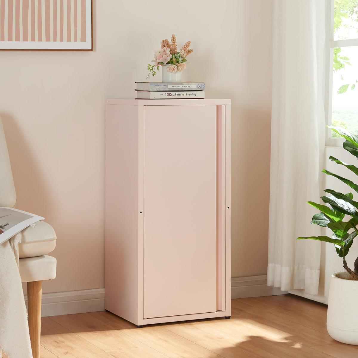 AKTENSCHRANK Burlöv - Rosa, Metall (40/88/35cm) - [en.casa]