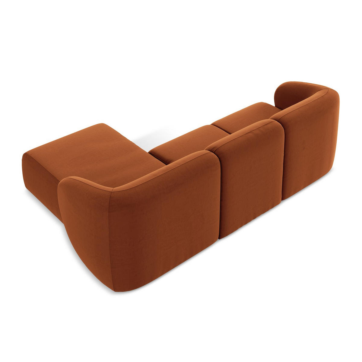 ECKSOFA Rechts Samt Stoff Orange - Terracotta/Schwarz, Holzwerkstoff/Kunststoff (248/166cm) - LaMiaSofa