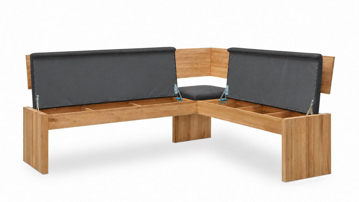 ECKBANKGRUPPE Modern Dani 3 für 7 Personen Massivholz Wildeiche/Grau - Wildeiche/Grau, Holz (192/85/167cm) - 58aufmkessel