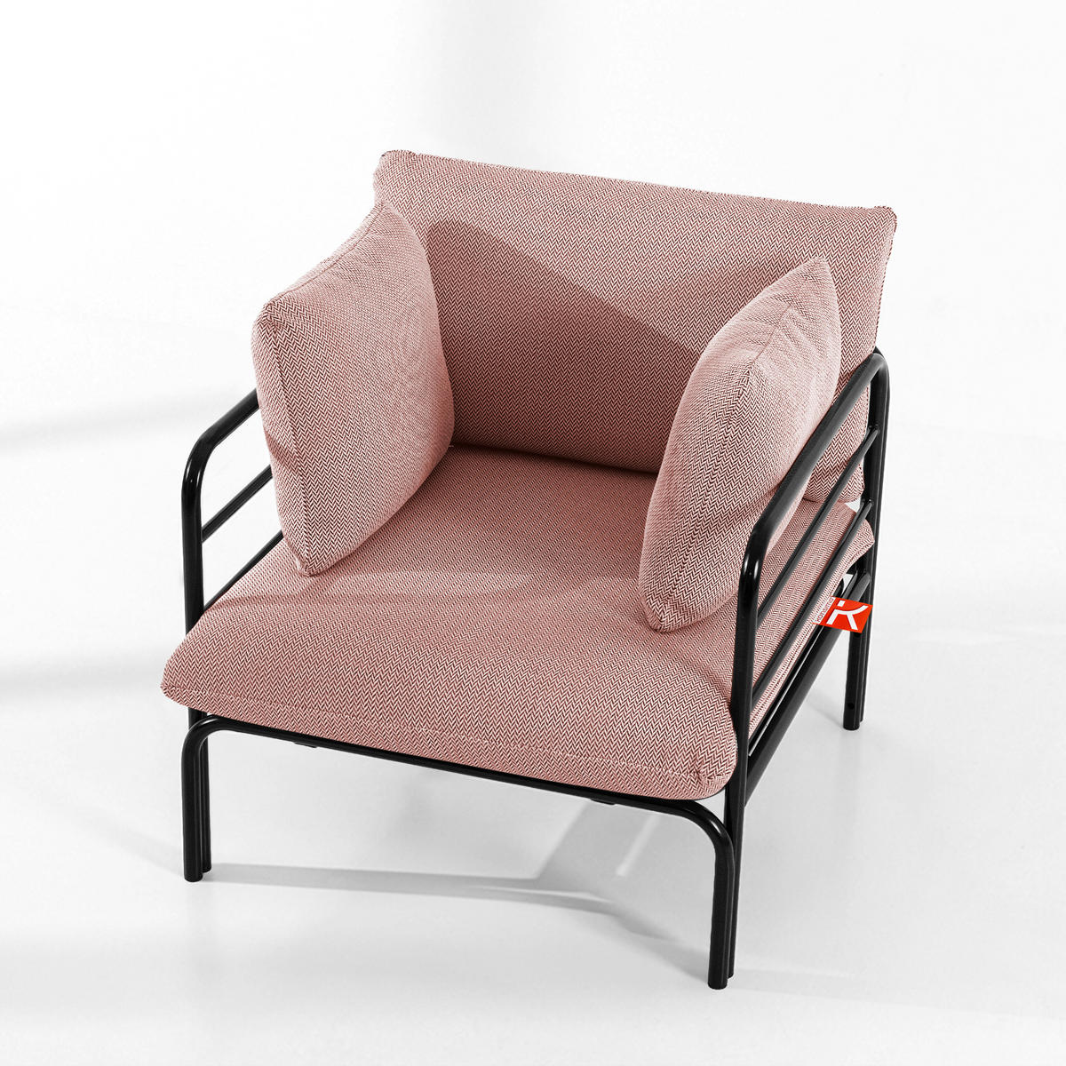 GARTENMÖBELSET RAMBE 4-tlg. 1x Tisch 2x Sessel 1x Sofa 3-Sitzer, mit Auflage, Stahlrahmen, LOFT-STIL, Anthrazit - Anthrazit/Rot, Glas/Textil - KONSIMO®