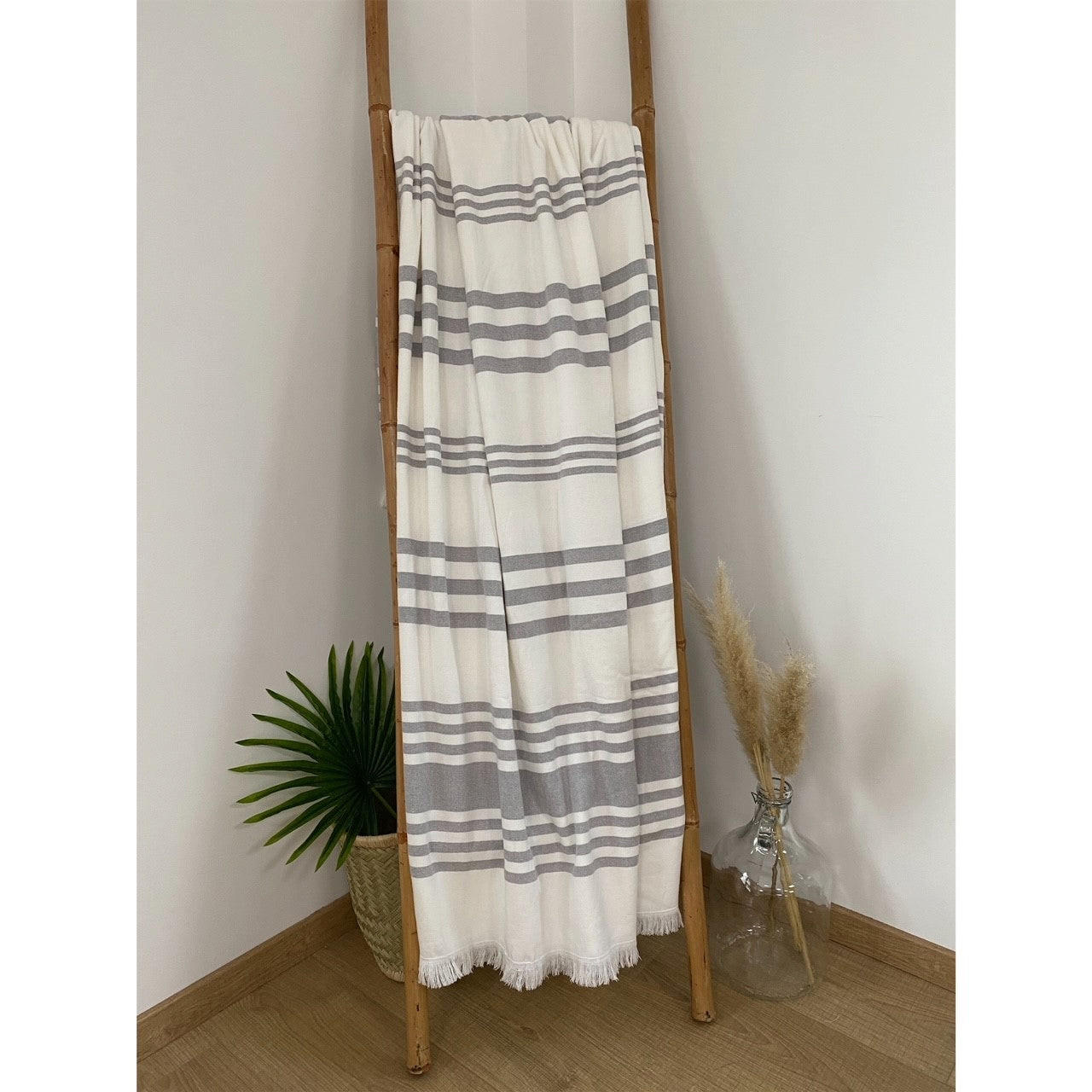 HAMAMTUCH mit Frotteefutter Karabuk Grau 140x180 400g/m² - Grau, Textil (140/180cm) - LE COMPTOIR DE LA PLAGE