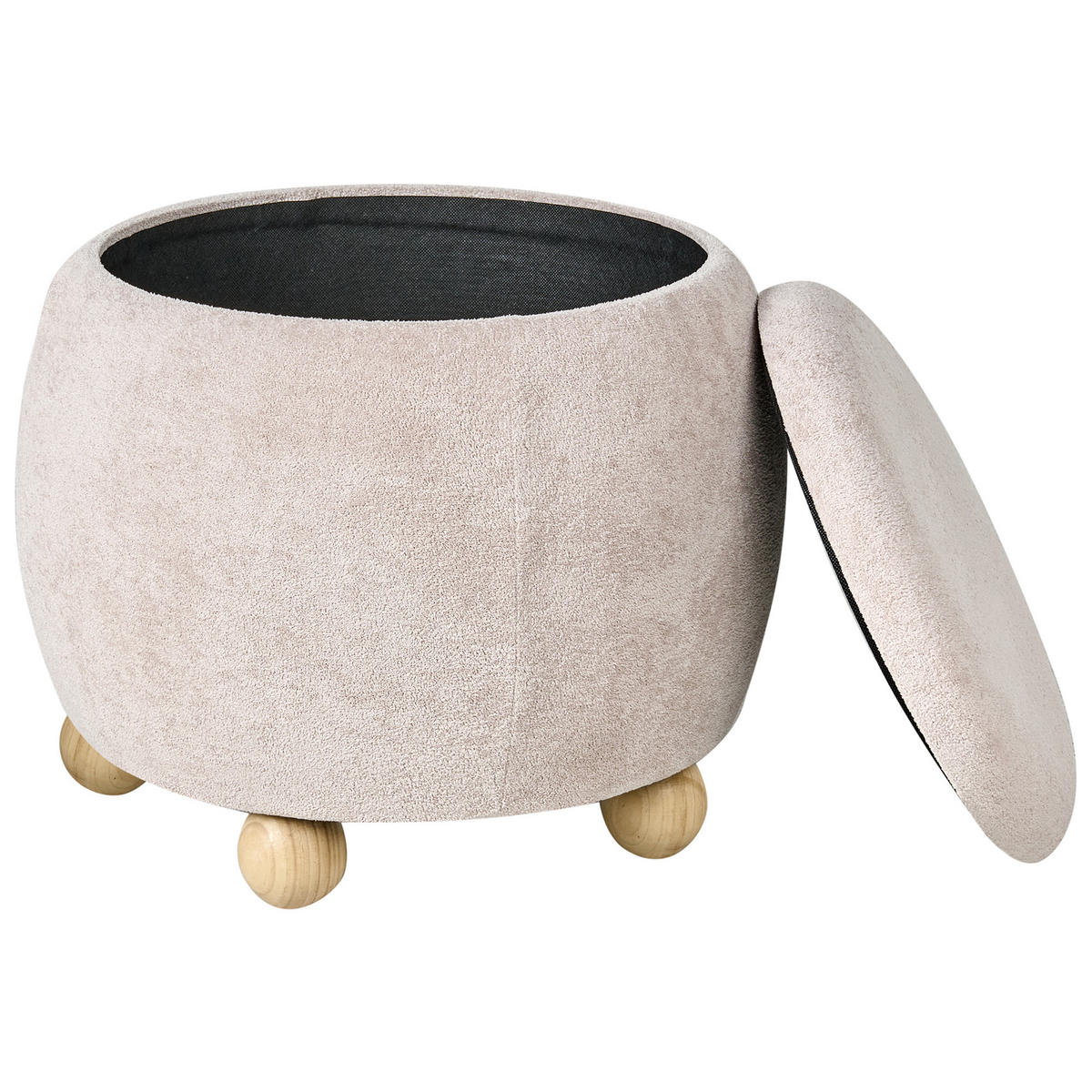 POUF mit Stauraum Bouclé Hellbeige Annabella - Beige, Textil (40/42/40cm) - Beliani