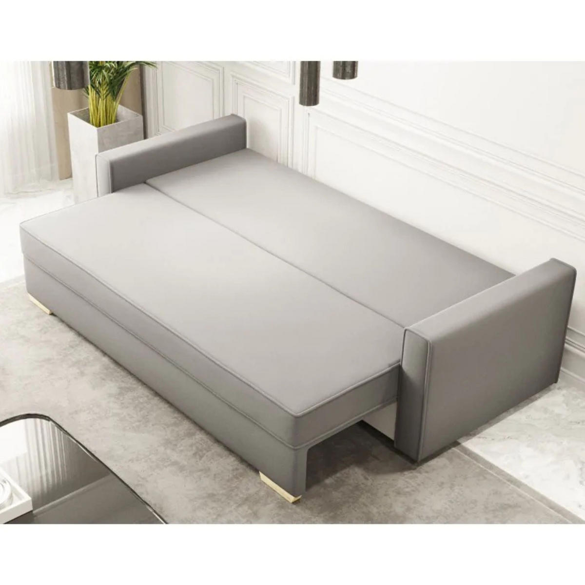 SCHLAFSOFA MARO, Sofa mit Schlaffunktion und Bettkasten, Farbe: Gelb, Veloursstoff - Gelb, Textil (217/92/85cm) - Sepro Meble