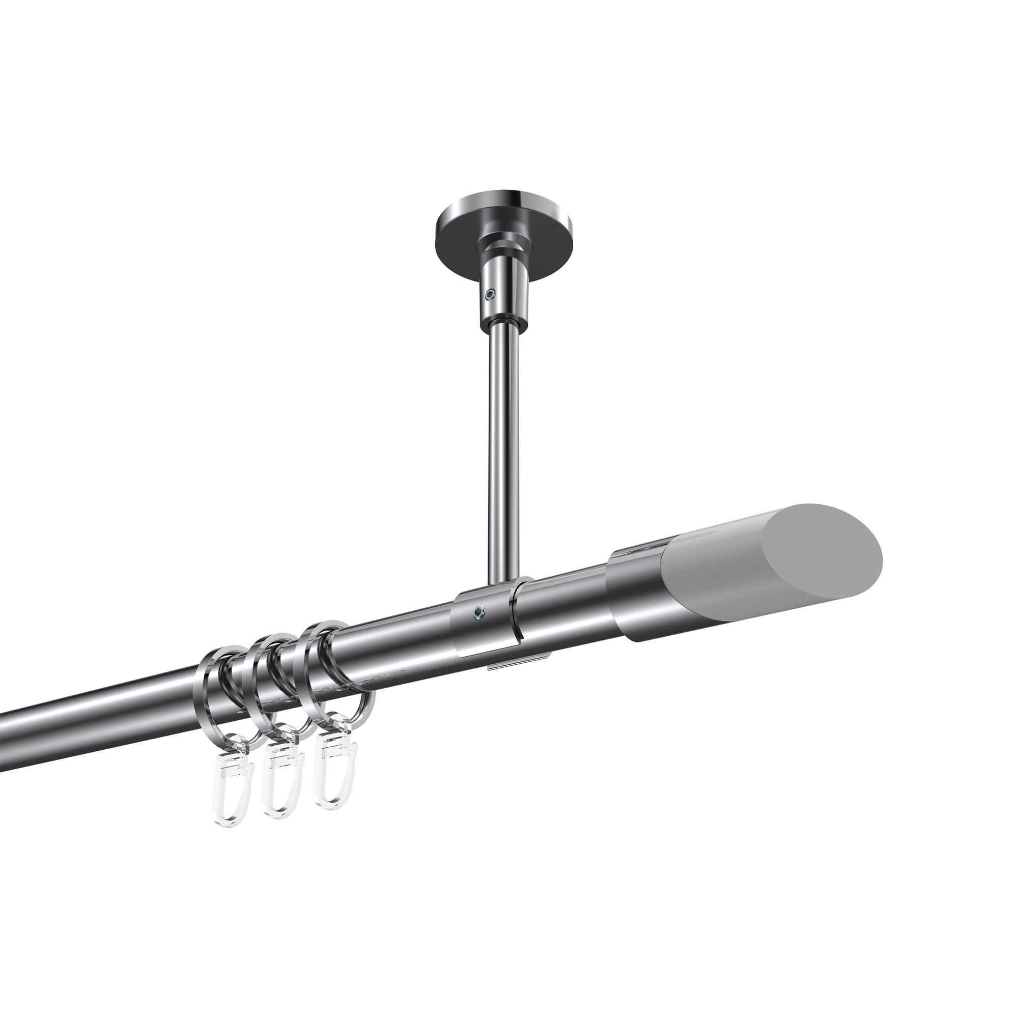 GARDINENSTANGEN-SET Sonette Verano 100 cm, 1-läufig, 20 mm Ø Chrom - Chromfarben/Weiß, Metall (100cm) - INTERDECO