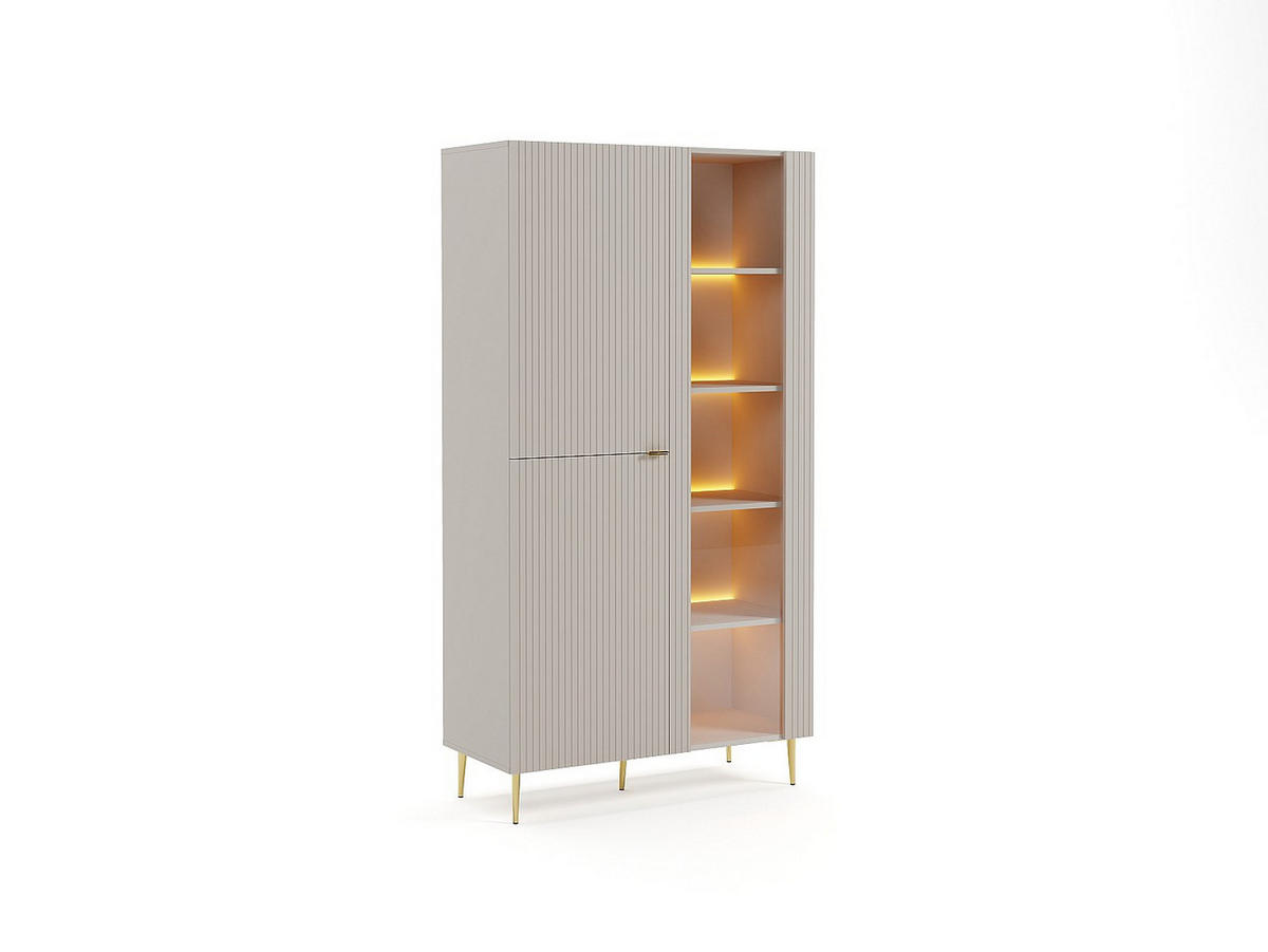 VITRINENSCHRANK - 100 x 44.8 - glas - beige Yesinia - Beige, Glas/Holz (100/189/44.8cm) - Vente-Unique