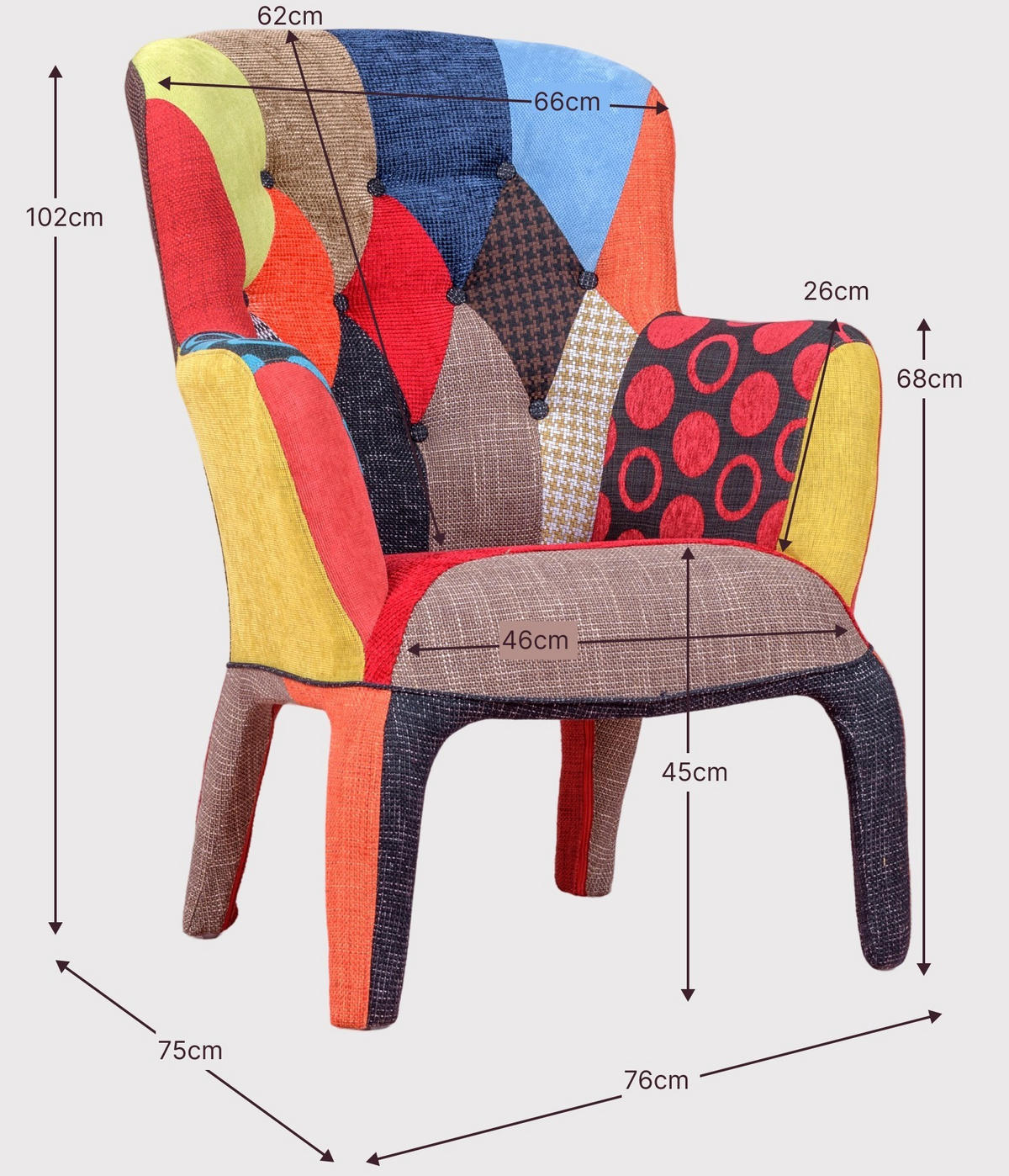 SESSEL Polyester Multicolor - Multicolor, Textil (76/102/75cm) - Nest Dream