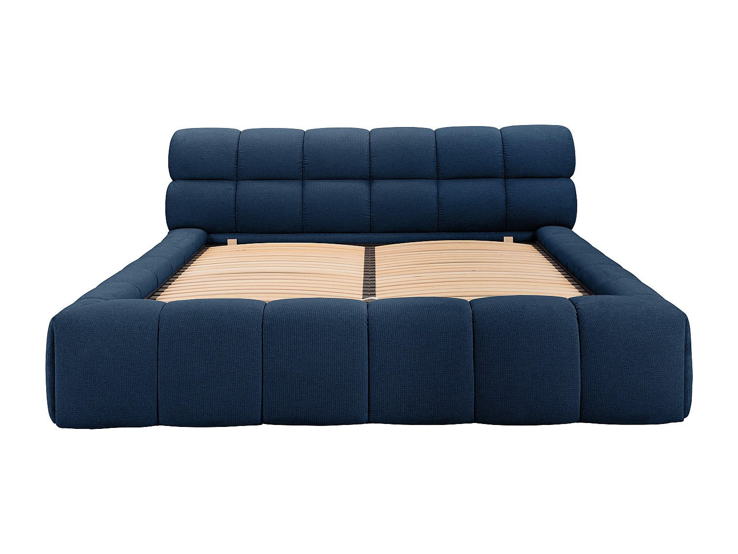 BETT mit Bettkasten - 2 Personen - Stoff - Marineblau - Dunkelblau, Textil (160/200cm) - Vente-Unique