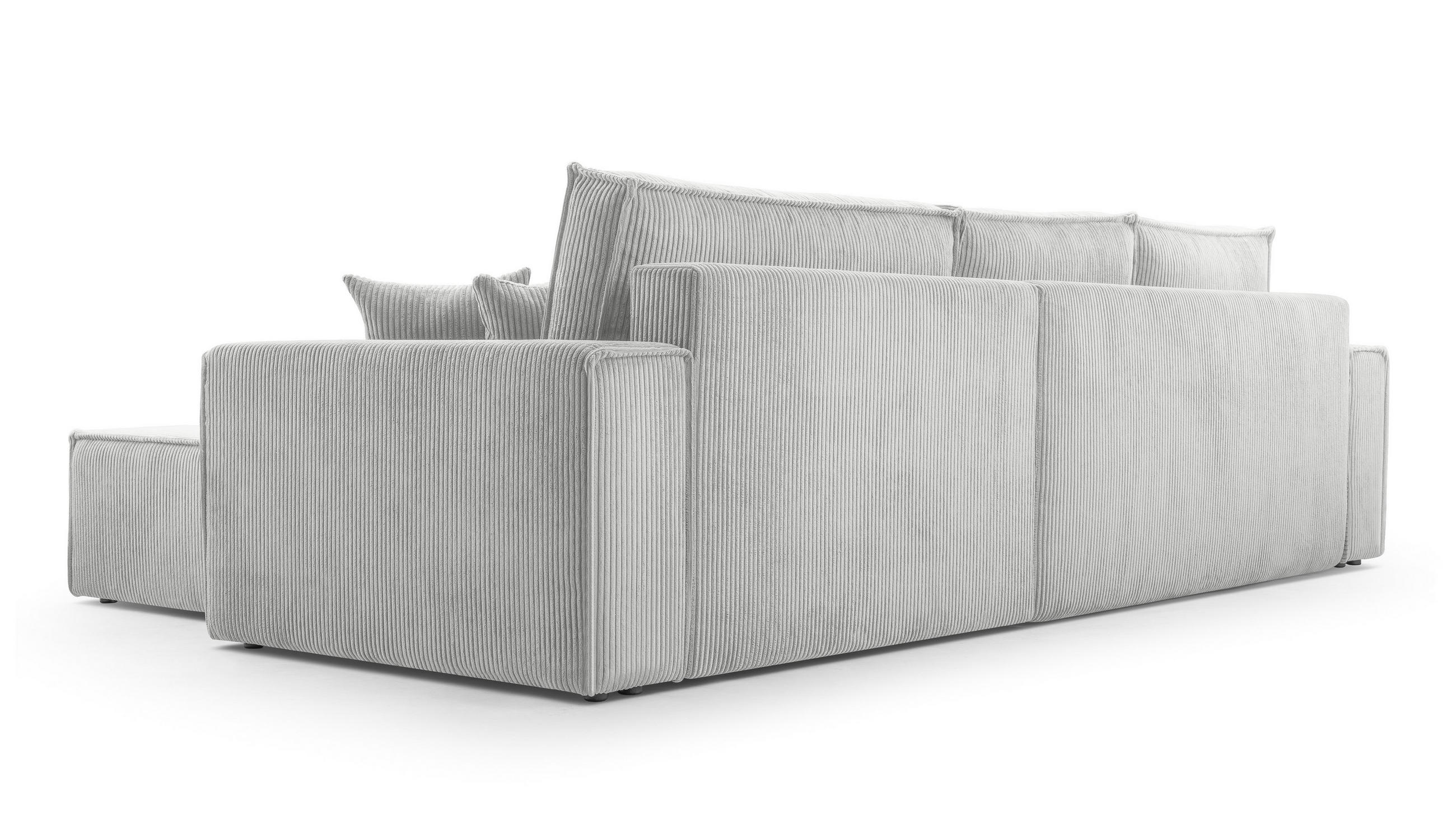 ECKSOFA L Form Cedria Hellgrau 287/145/85 cm mit Schlaffunktion - Hellgrau/Schwarz, Kunststoff/Textil (287/145cm) - AX Living