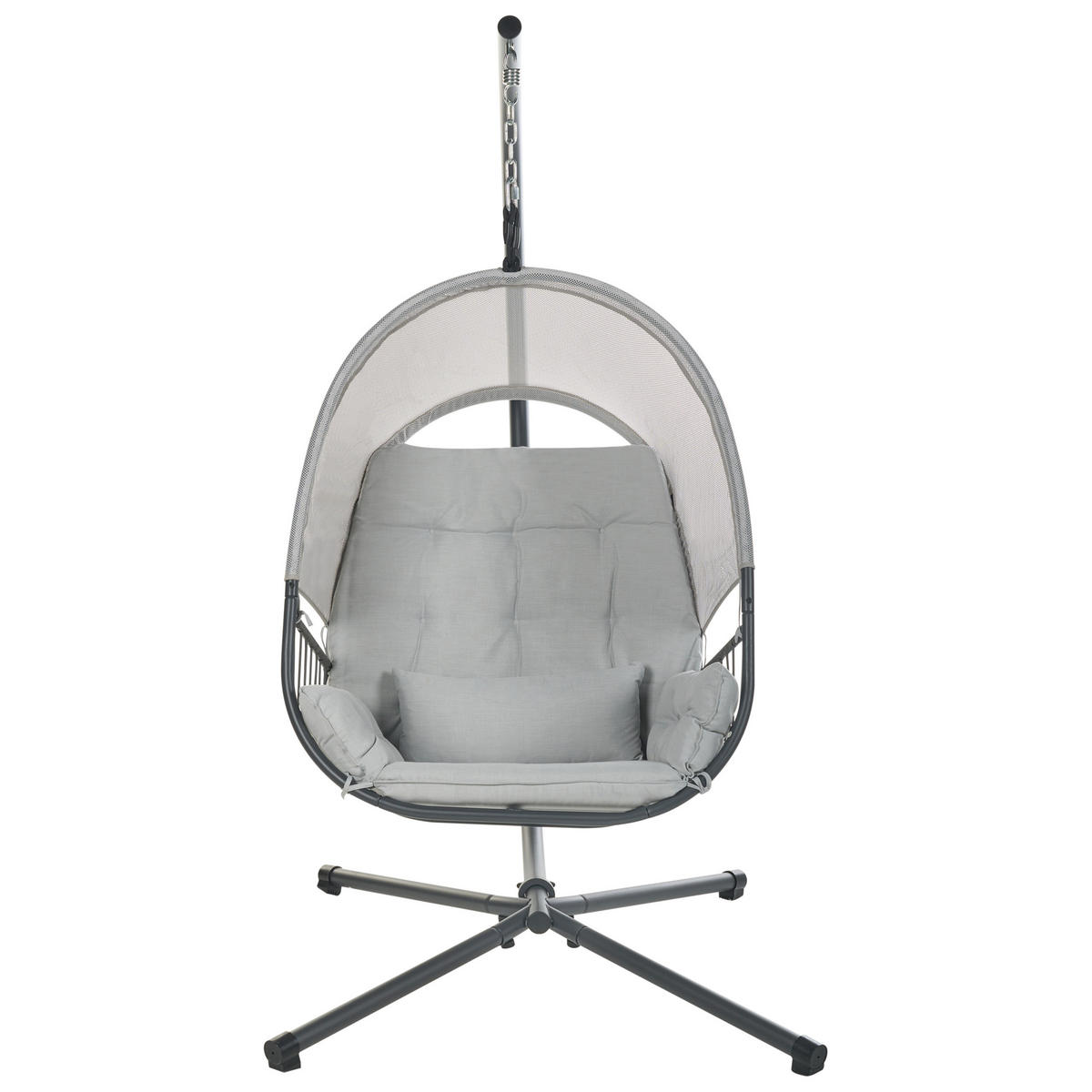 HÄNGESESSEL Grau Alviano - Hellgrau, Textil (98/196/136cm) - Beliani