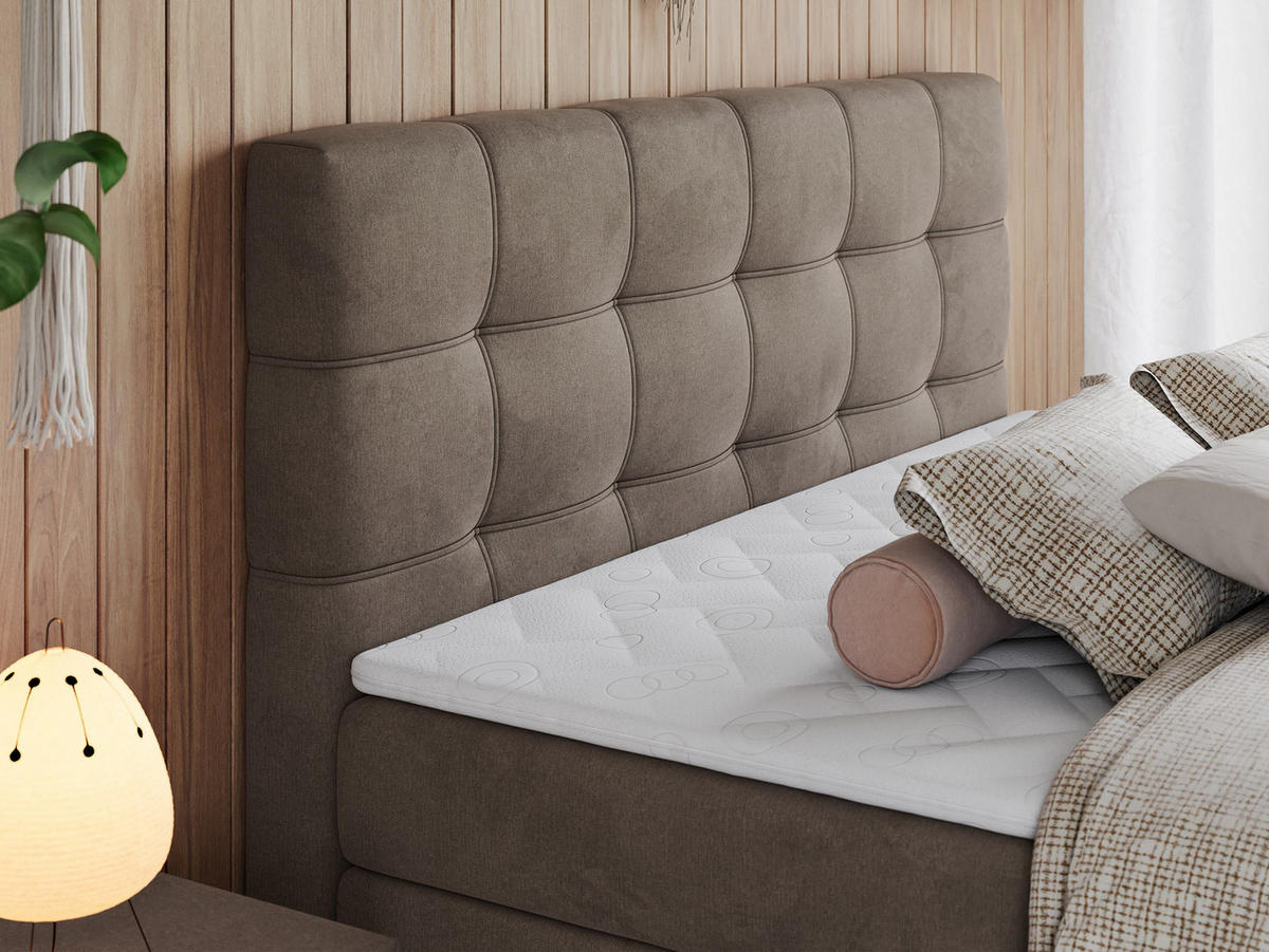 BOXSPRINGBETT ERNI KING 160/200 Braun Velvet - H3 - Braun, Holz/Textil (160/200cm) - MKS
