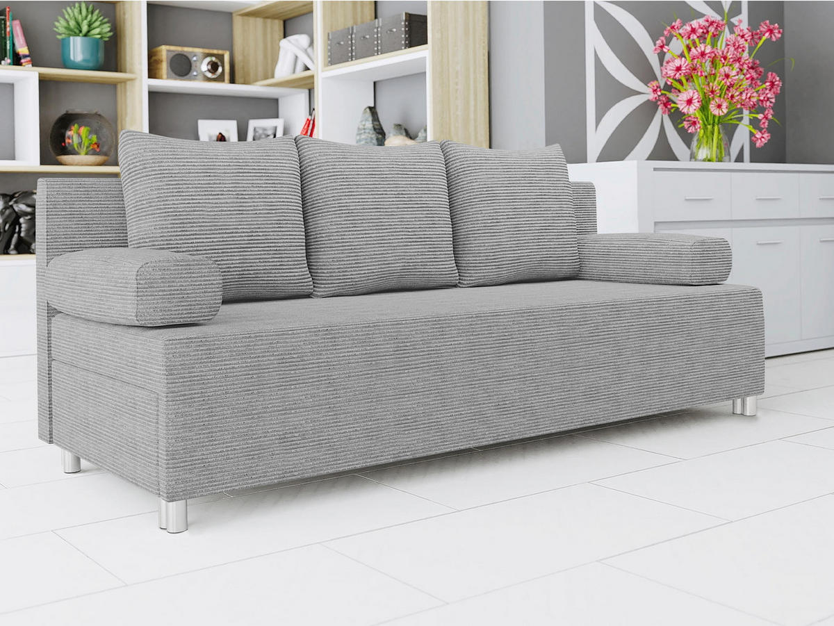 SCHLAFSOFA Dover Cord - Chromfarben/Grau, Holz/Kunststoff (192/86/80cm) - MIRJAN24