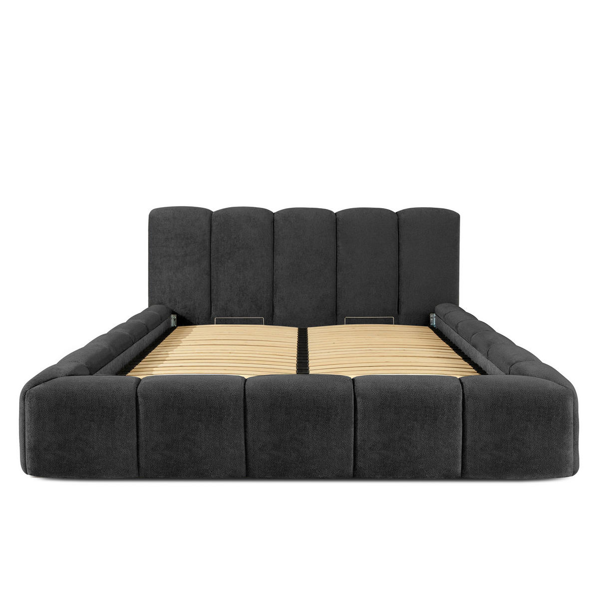 POLSTERBETT OLMIRA - Anthrazit/Schwarz, Holz/Holzwerkstoff (162/203cm) - KONSIMO®