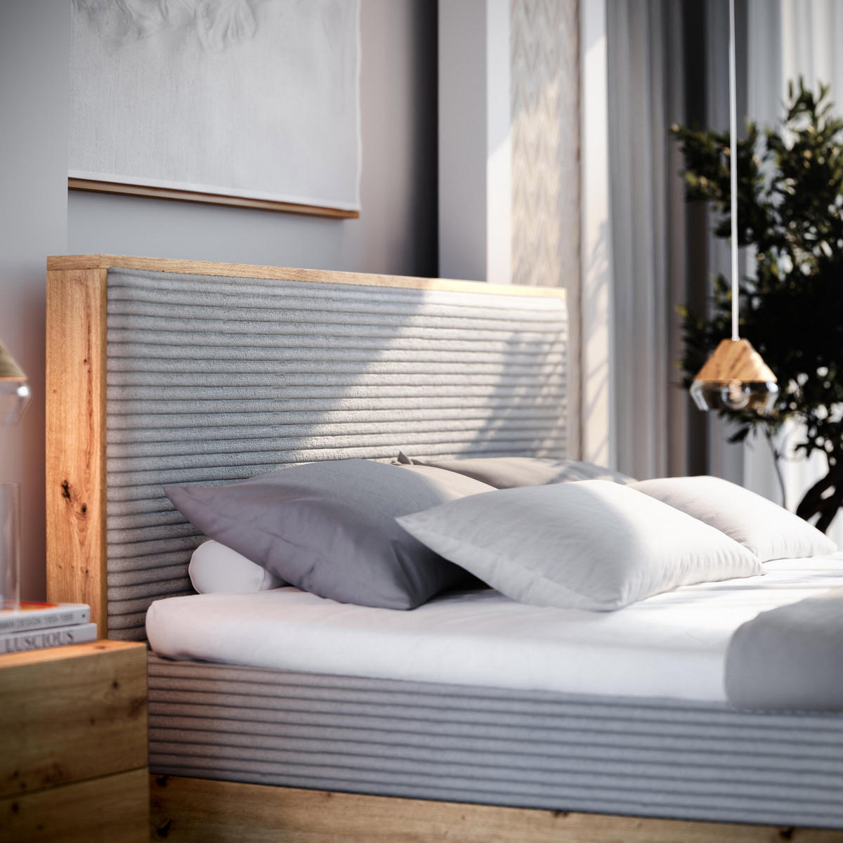 BOXBETT VERDON 140x200 cm mit Matratze und Topper - Braun - Braun, Holz (140/200cm) - MASSENO