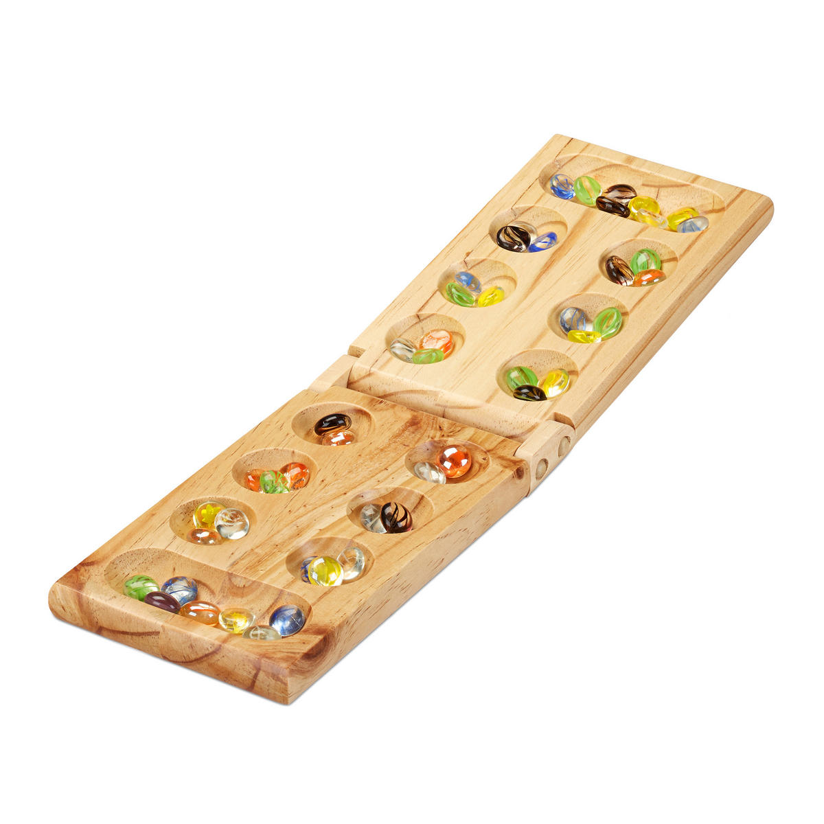 KALAHA Spiel - Hellbraun, Glas/Holz (44/13cm) - Relaxdays