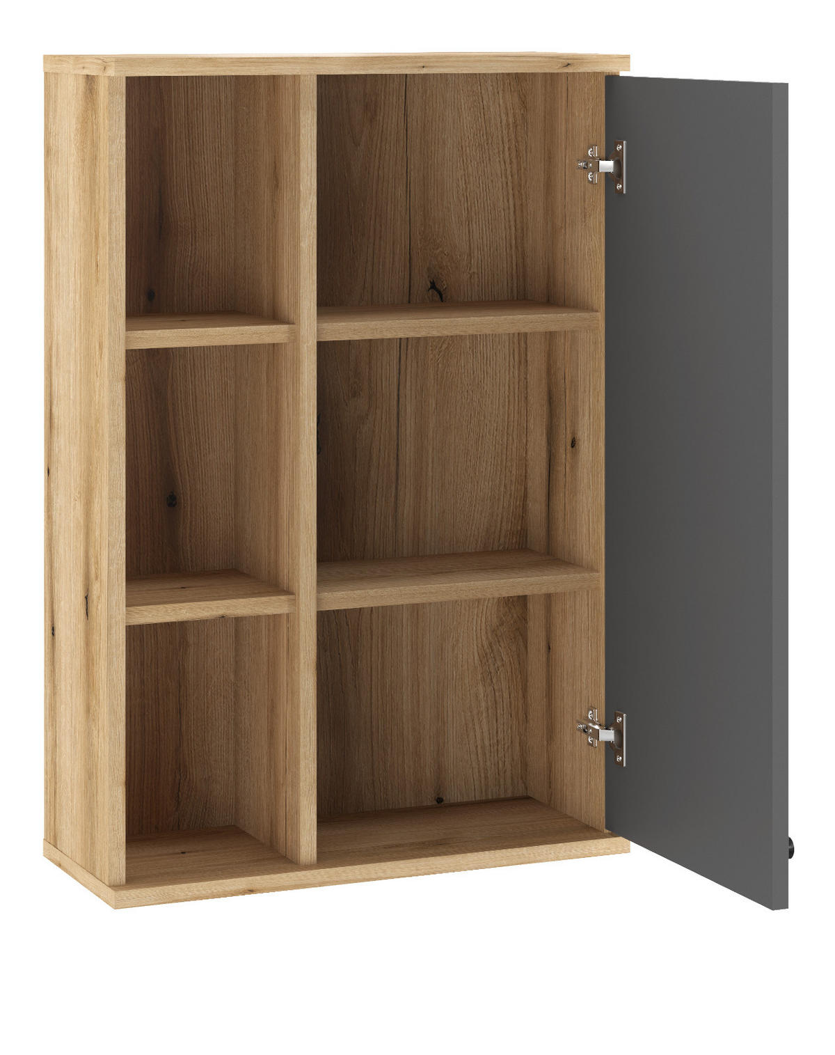 BAD-HÄNGESCHRANK grau, Evoke Eiche, Badschrank hängend, 51 x 75 cm - Eichefarben/Schwarz, Holzwerkstoff/Kunststoff (51/75/21cm) - Furn.Design