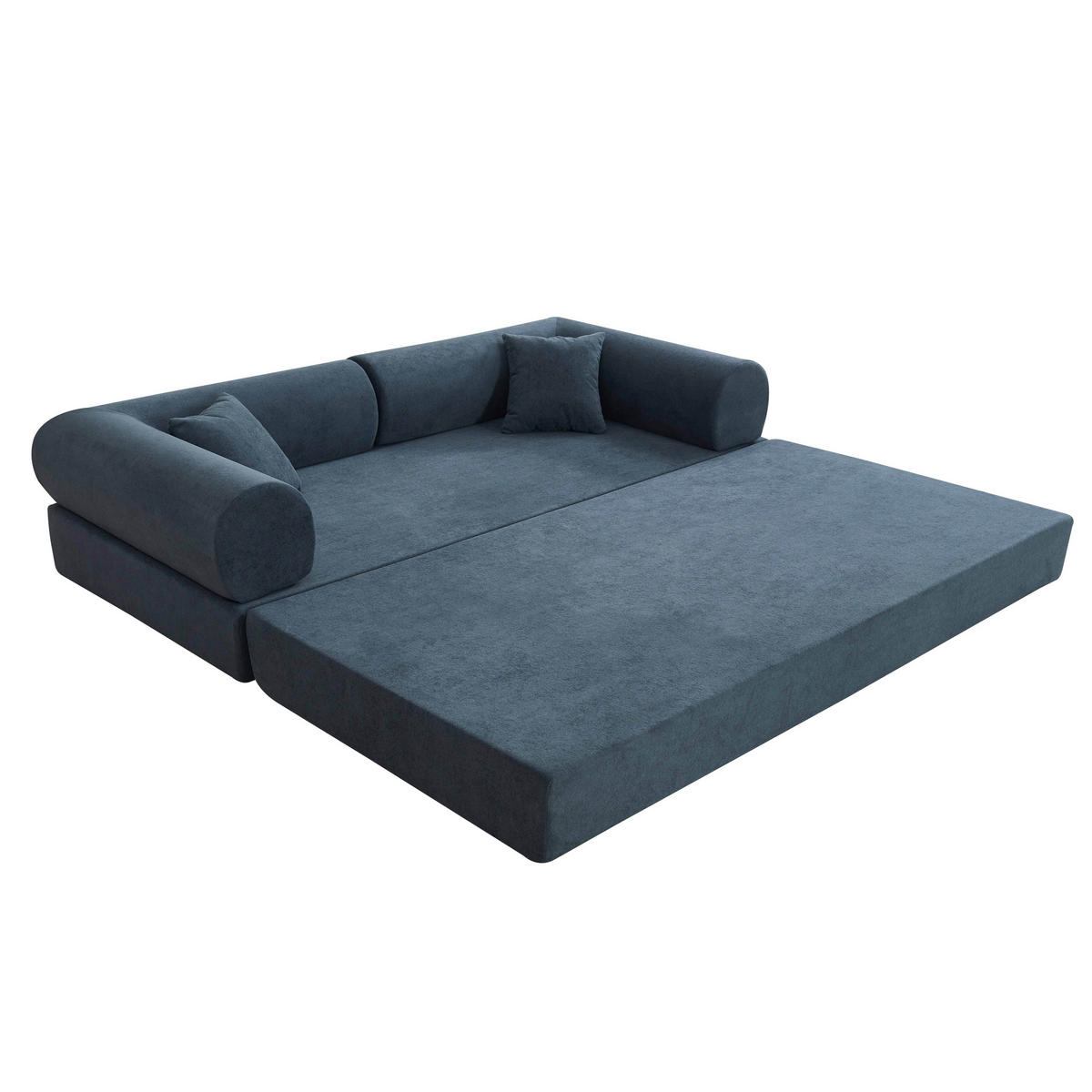 SCHLAFSOFA mit 2 Sitzplätzen, Dunkelblau - Blau, Textil (204/67/102cm) - Oviala