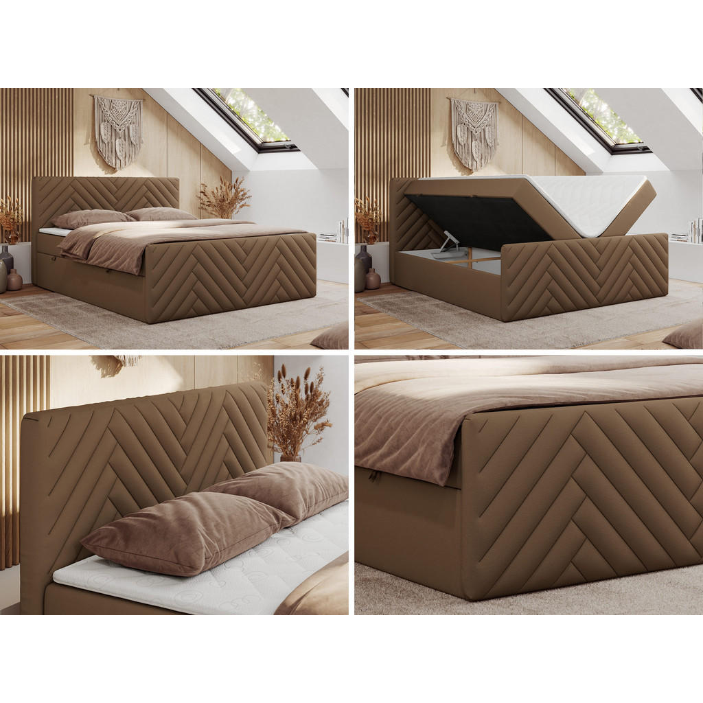 Thumbnail - MKS Boxbett, Braun, Textil, 2-Sitzer, H3, 7-Zonen, Rechteckig, 120x200 cm, Oeko-Tex®, Schlafzimmer, Betten, Boxspringbet...