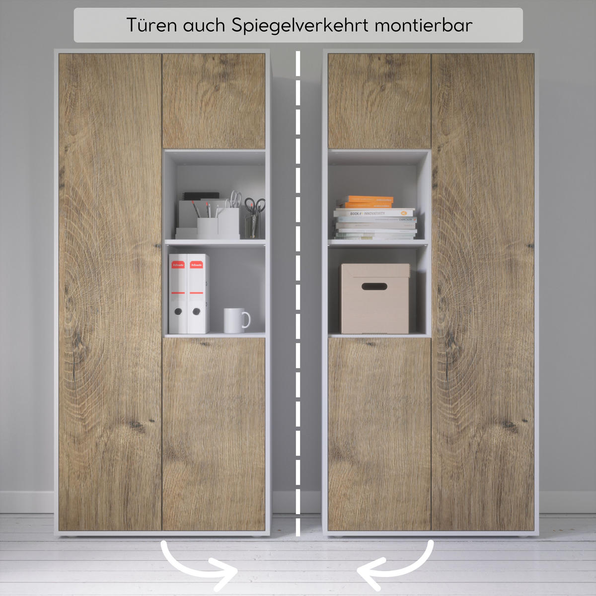 AKTENSCHRANK Amira T20 Eiche Ribbeck 180/80/40 cm - Alteiche, Holzwerkstoff (80/180/40cm) - SIMPLYFURN