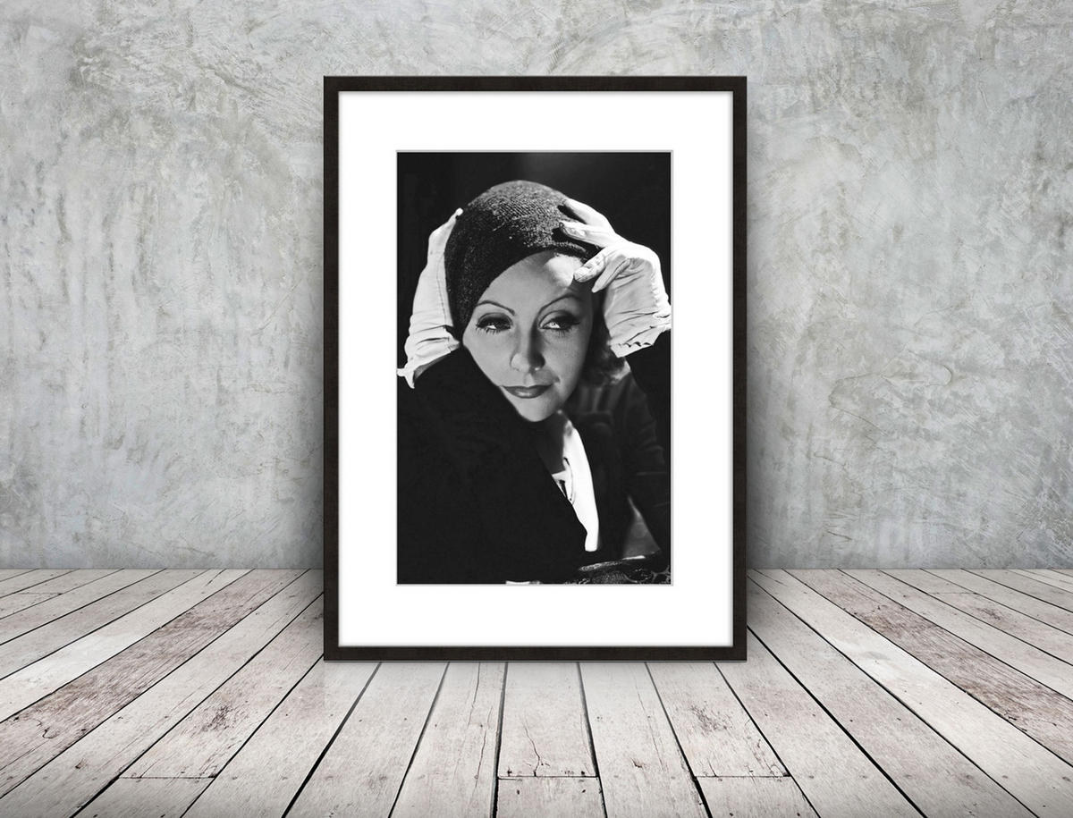 BILD mit Rahmen 51x71 cm Greta Garbo Schwarz-Weiß - Weiß, Holz (51/71cm) - artissimo