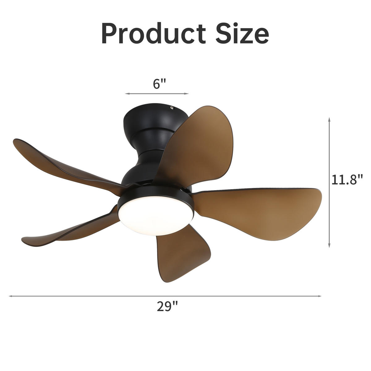 DECKENVENTILATOR 29Zoll Flach LED Licht ABS Flügel DC Motor - Schwarz, Kunststoff (73.66/73.66/29.97cm) - CASIVA