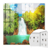 SCHLÜSSELBOX Weiß 30x30 cm – Türöffnung nach rechts - Tropischer Wasserfall - Grün, Metall (30/30/5cm) - TULUP