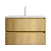 BADEZIMMERSCHRANK 75x39x51.5 cm Goldene Eiche & Weiß aus Keramik mit 2 Schubladen - Eichefarben, Keramik (75/51.5/39cm) - Modfu