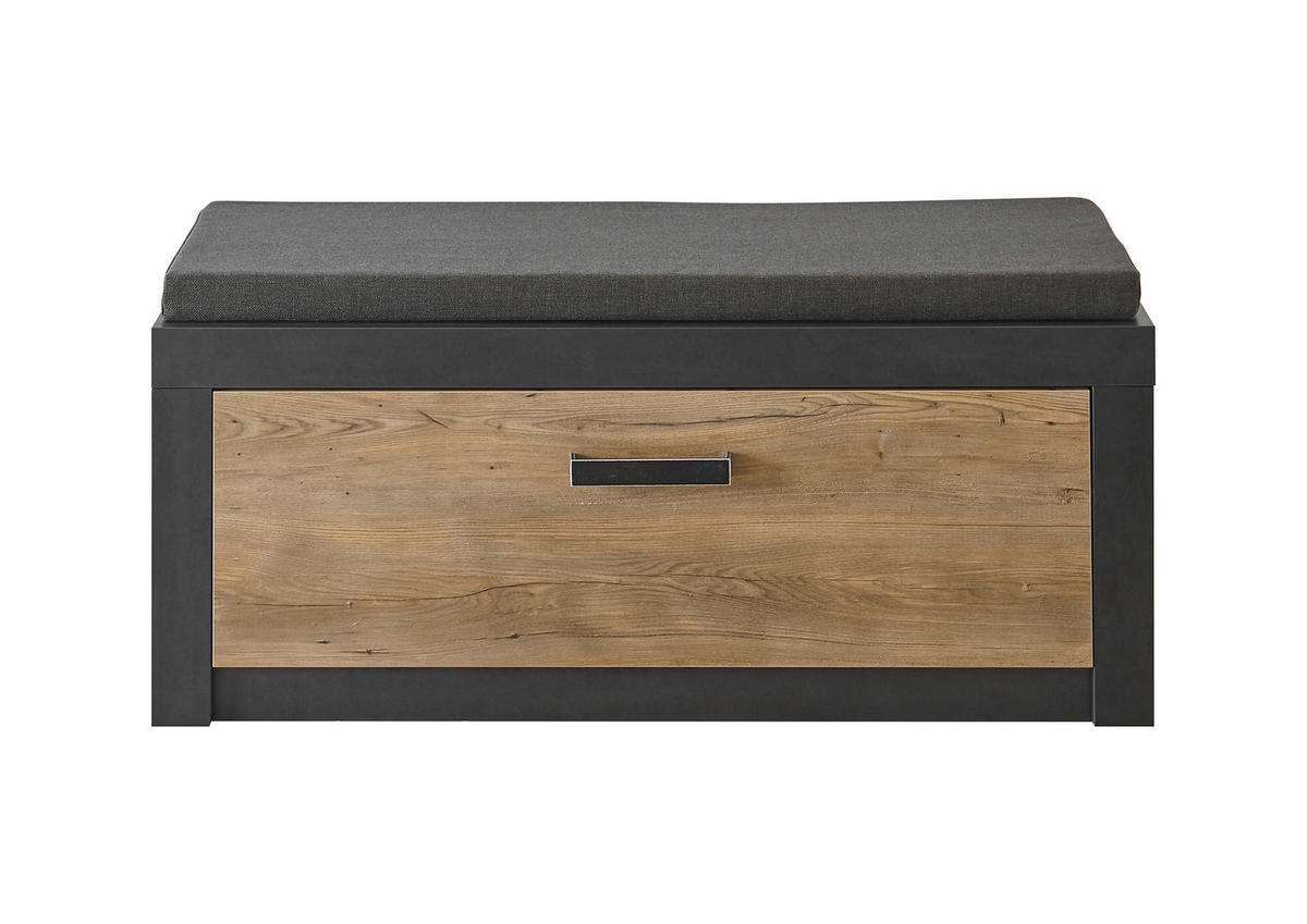 GARDEROBENBANK I11 Kastanie & Fresko 107/48/42 cm breit mit Sitzkissen - Dunkelgrau, Holzwerkstoff (107/48/42cm) - Livojo